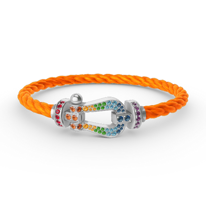 [Novalux]FORCE LARGE HORSESHOE COLORED DIAMOND BRACELET - WHITE GOLD