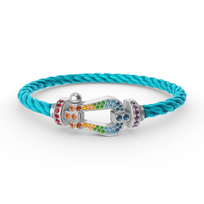 [Novalux]FORCE LARGE HORSESHOE COLORED DIAMOND BRACELET - WHITE GOLD