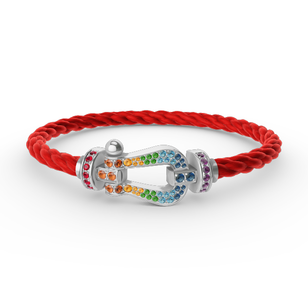 [Novalux]FORCE LARGE HORSESHOE COLORED DIAMOND BRACELET - WHITE GOLD
