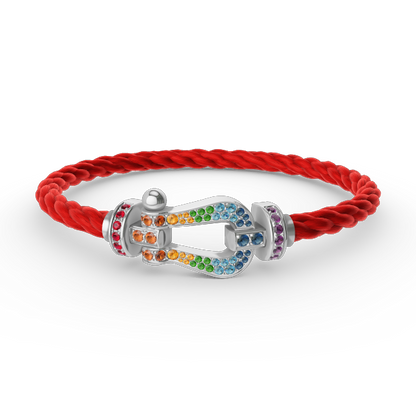 [Novalux]FORCE LARGE HORSESHOE COLORED DIAMOND BRACELET - WHITE GOLD