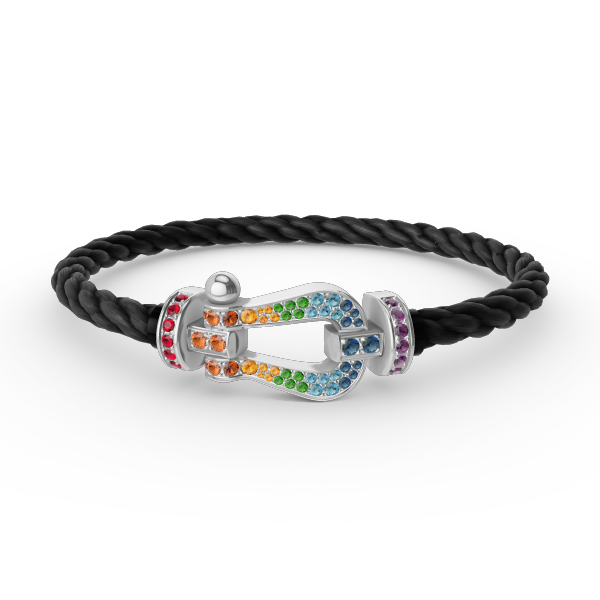 [Novalux]FORCE LARGE HORSESHOE COLORED DIAMOND BRACELET - WHITE GOLD
