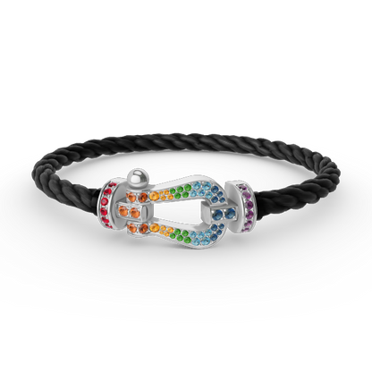 [Novalux]FORCE LARGE HORSESHOE COLORED DIAMOND BRACELET - WHITE GOLD