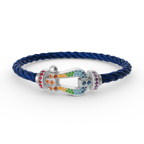 [Novalux]FORCE LARGE HORSESHOE COLORED DIAMOND BRACELET - WHITE GOLD
