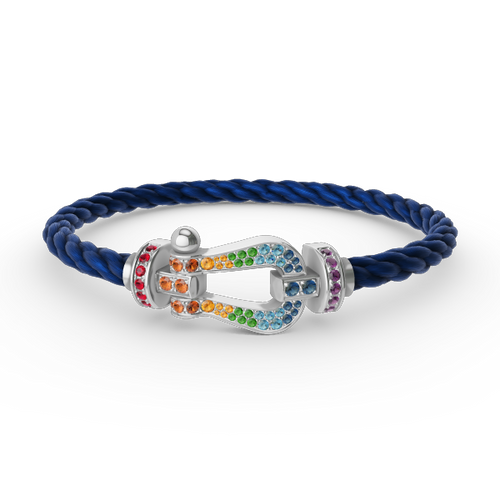 [Novalux]FORCE LARGE HORSESHOE COLORED DIAMOND BRACELET - WHITE GOLD