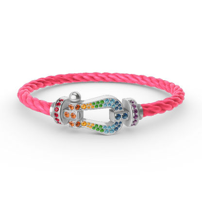 [Novalux]FORCE LARGE HORSESHOE COLORED DIAMOND BRACELET - WHITE GOLD