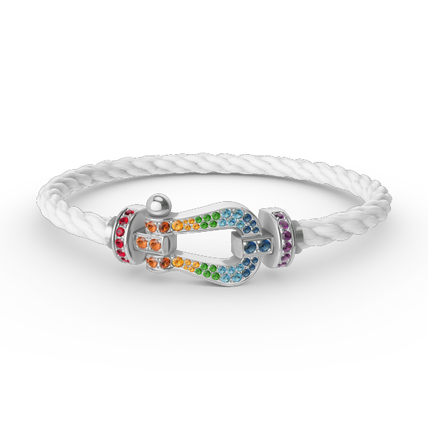 [Novalux]FORCE LARGE HORSESHOE COLORED DIAMOND BRACELET - WHITE GOLD