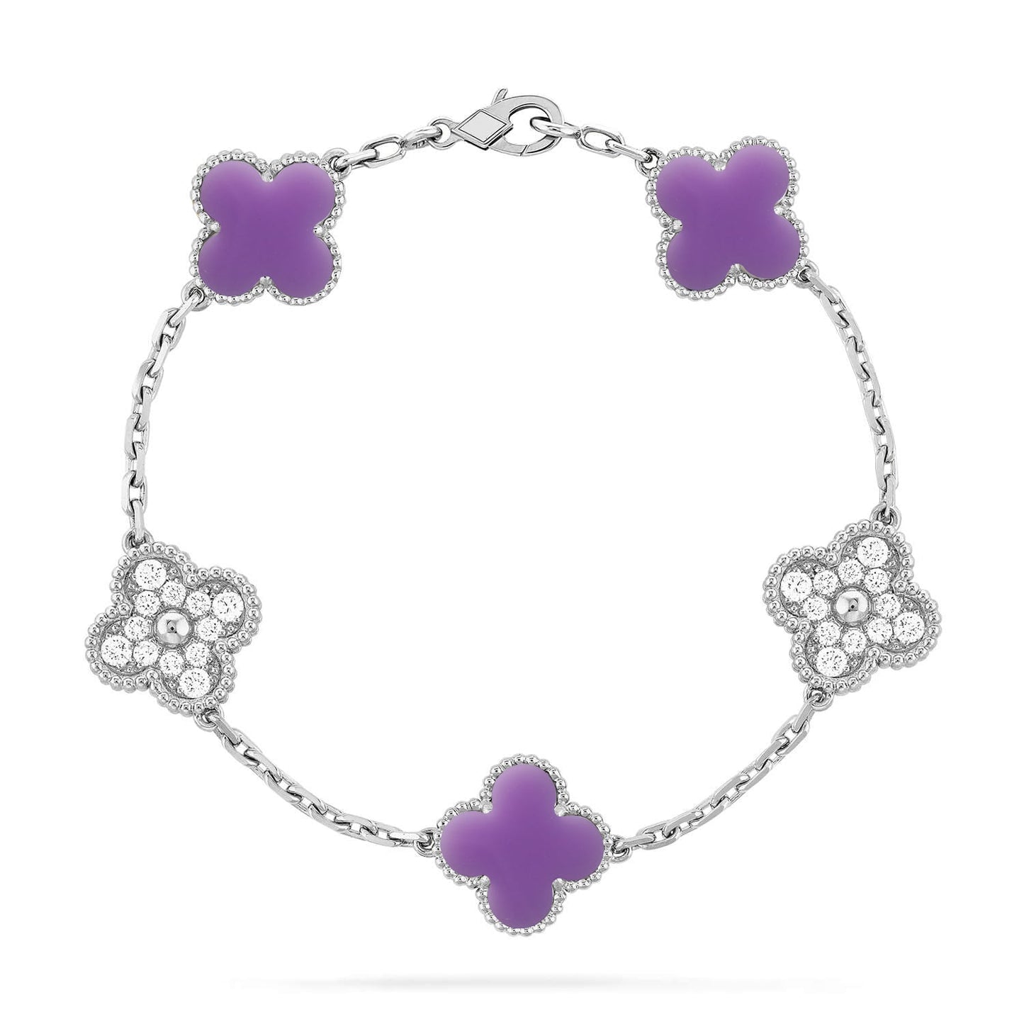 [Novalux]LUCKY CLOVER 5-MOTIF BRACELET - LAVENDER COLLECTION