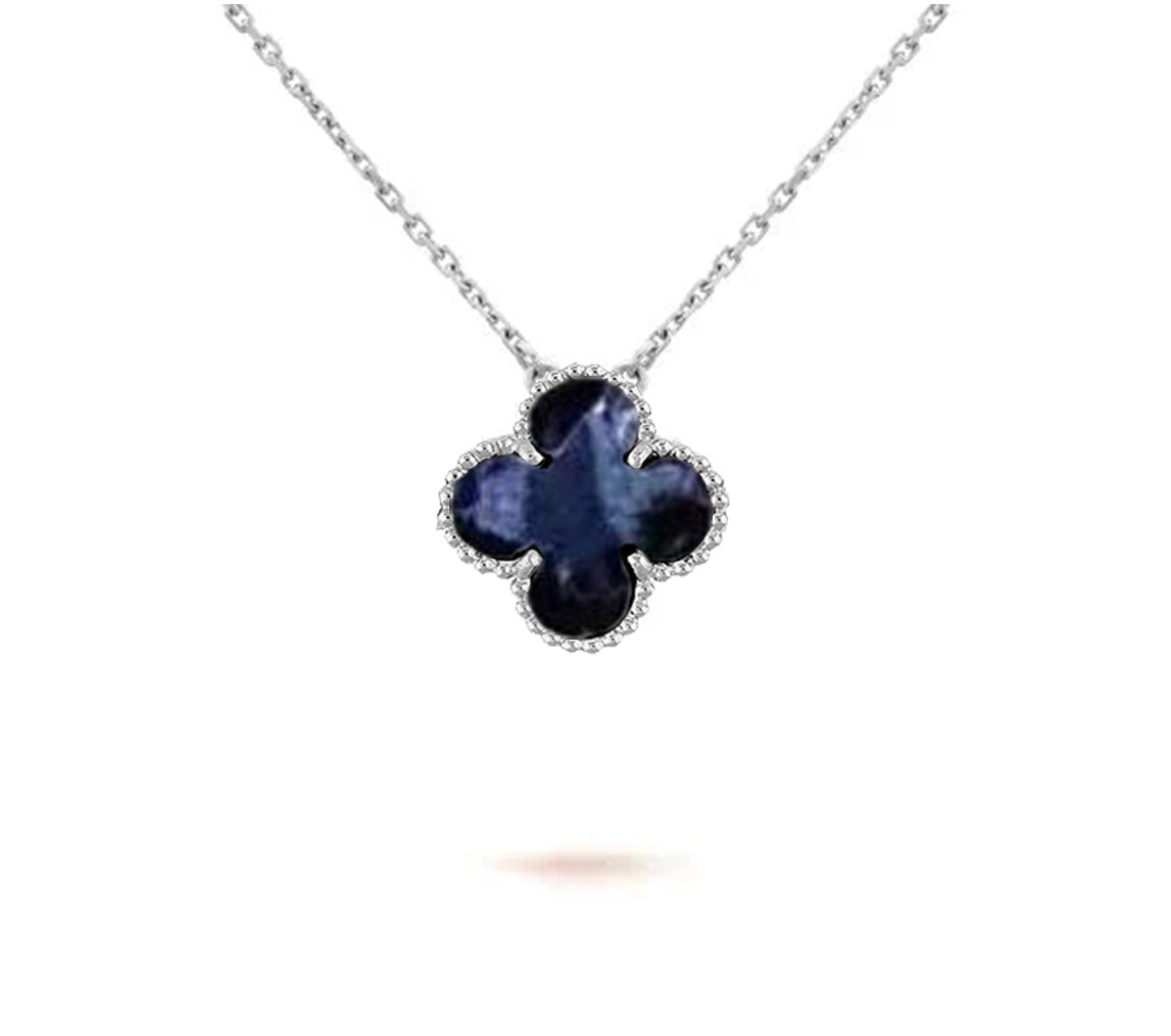 [Novalux]15MM CLOVER FLOWER PENDANT NECKLACE WHITE GOLD COLLECTION