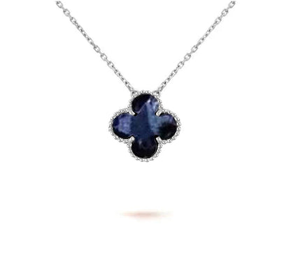 [Novalux]15MM CLOVER FLOWER PENDANT NECKLACE WHITE GOLD COLLECTION