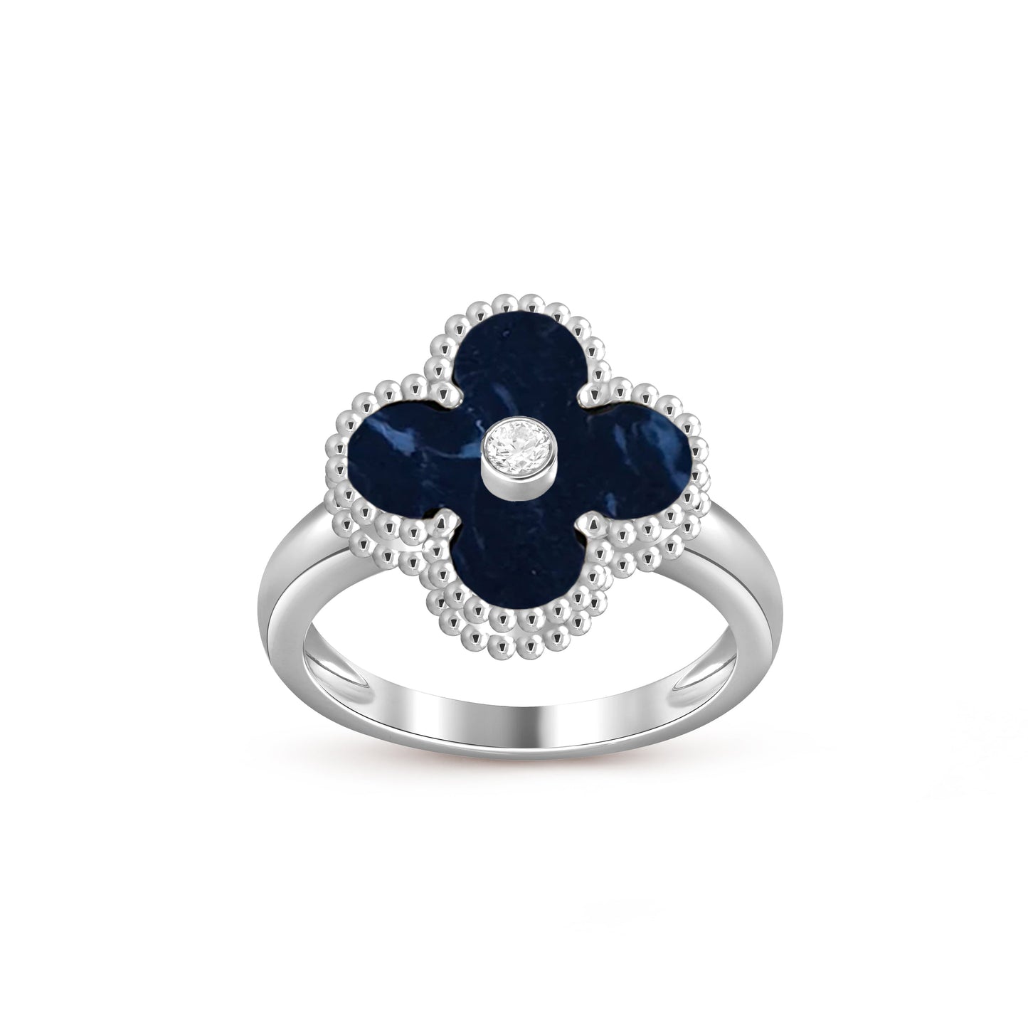 [Novalux]LUCKY CLOVER DIAMOND-ACCENT WHITE GOLD RING COLLECTION