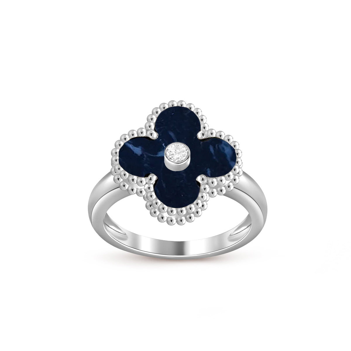 [Novalux]LUCKY CLOVER DIAMOND-ACCENT WHITE GOLD RING COLLECTION