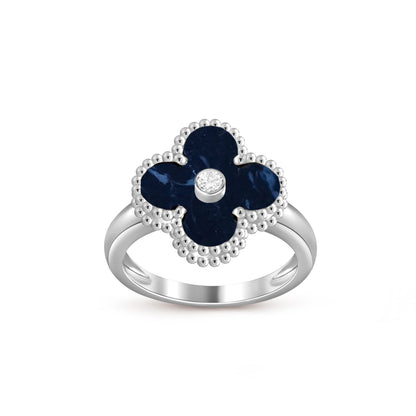 [Novalux]LUCKY CLOVER DIAMOND-ACCENT WHITE GOLD RING COLLECTION