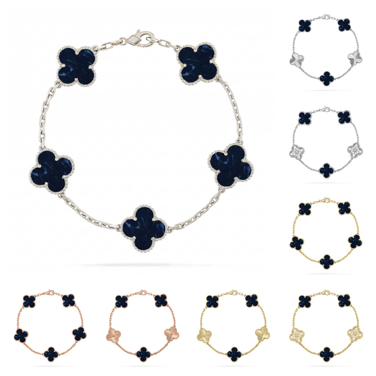 [Novalux]LUCKY CLOVER 5-MOTIF BRACELET - PIETERSITE COLLECTION