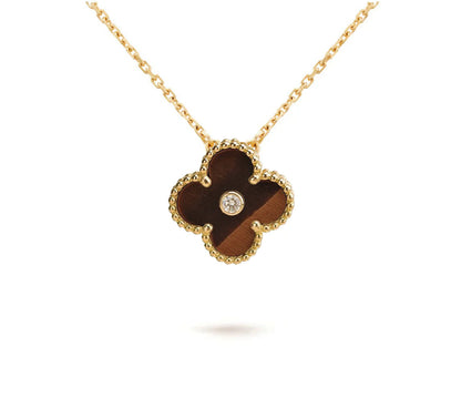 [Novalux]15MM CLOVER FLOWER DIAMOND PENDANT NECKLACE COLLECTION