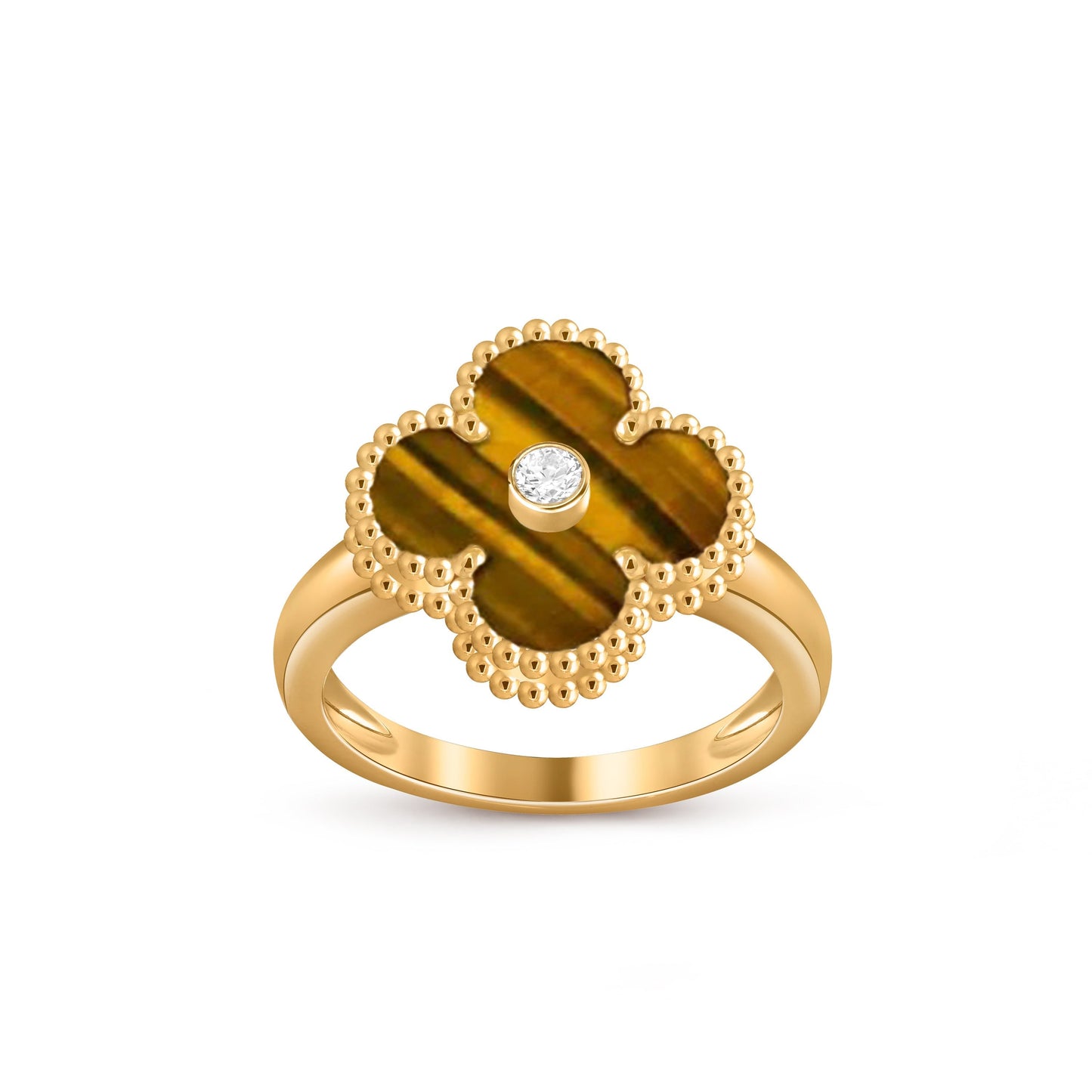 [Novalux]LUCKY CLOVER DIAMOND-ACCENT GOLD RING COLLECTION