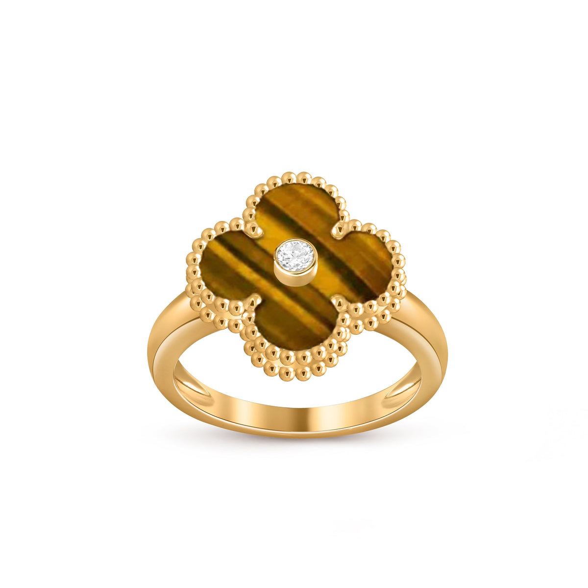 [Novalux]LUCKY CLOVER DIAMOND-ACCENT GOLD RING COLLECTION