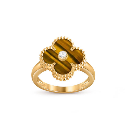 [Novalux]LUCKY CLOVER DIAMOND-ACCENT GOLD RING COLLECTION