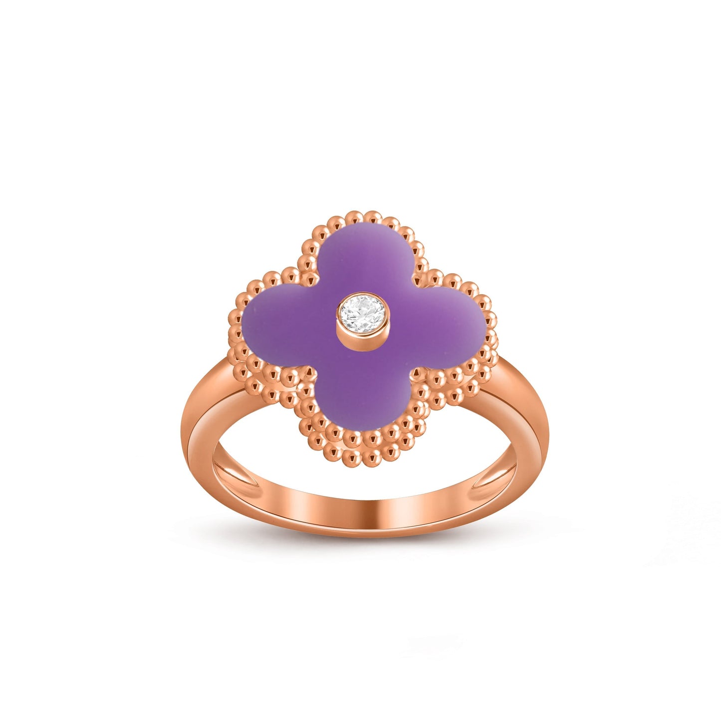 [Novalux]LUCKY CLOVER DIAMOND-ACCENT ROSE GOLD RING COLLECTION
