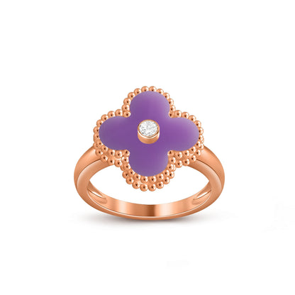 [Novalux]LUCKY CLOVER DIAMOND-ACCENT ROSE GOLD RING COLLECTION