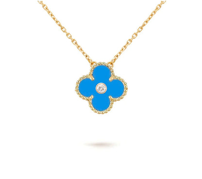 [Novalux]15MM CLOVER FLOWER DIAMOND PENDANT NECKLACE COLLECTION