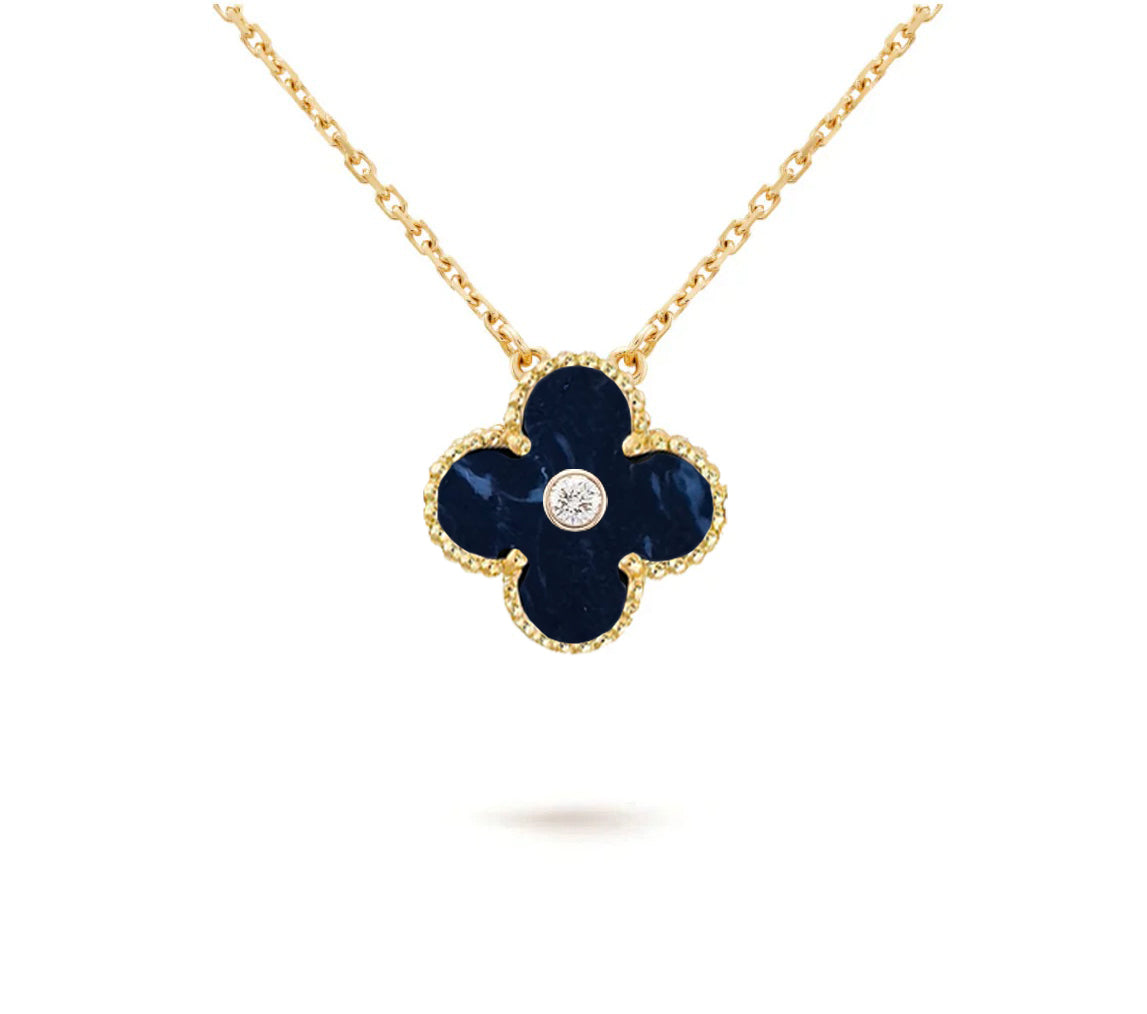 [Novalux]15MM CLOVER FLOWER DIAMOND PENDANT NECKLACE COLLECTION