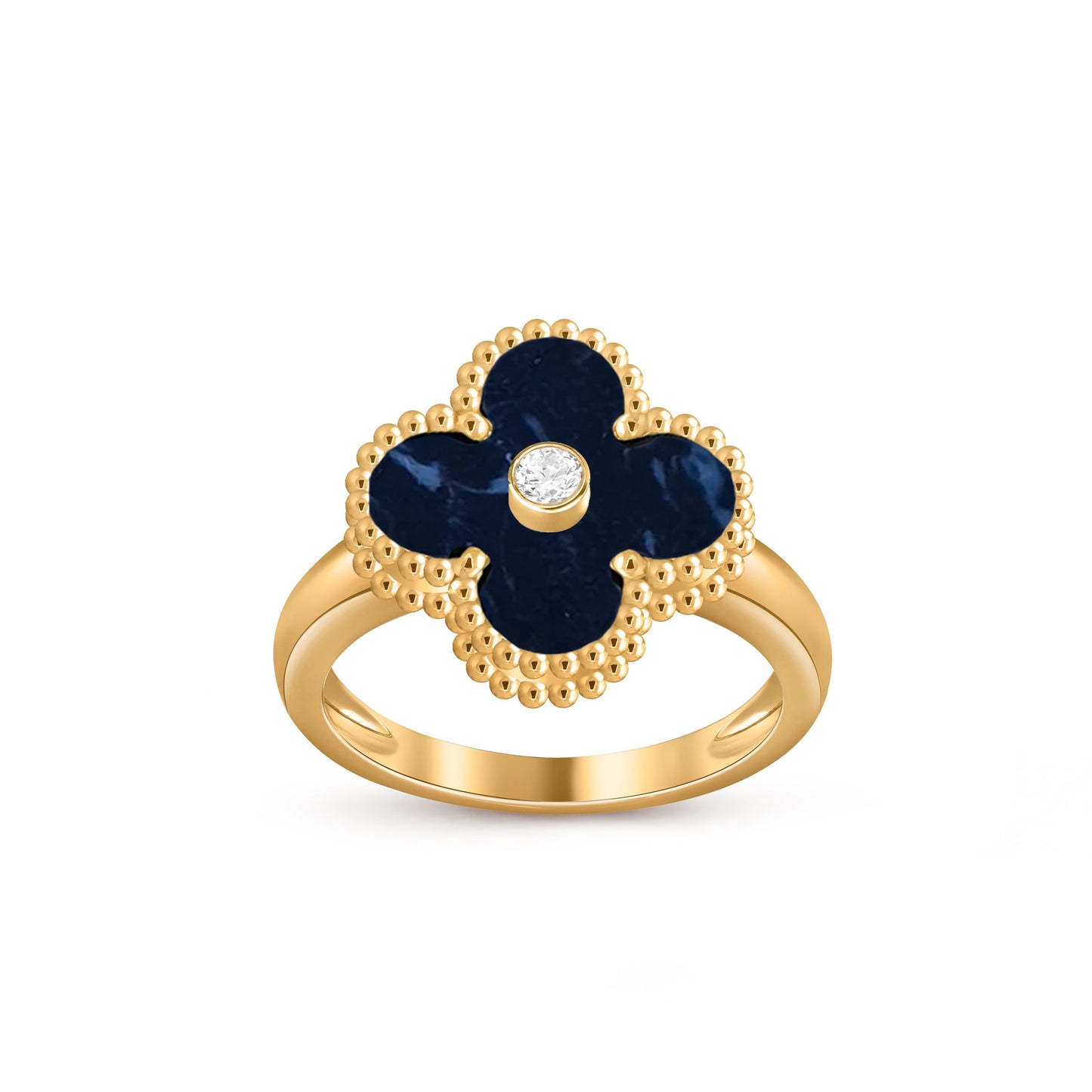 [Novalux]LUCKY CLOVER DIAMOND-ACCENT GOLD RING COLLECTION