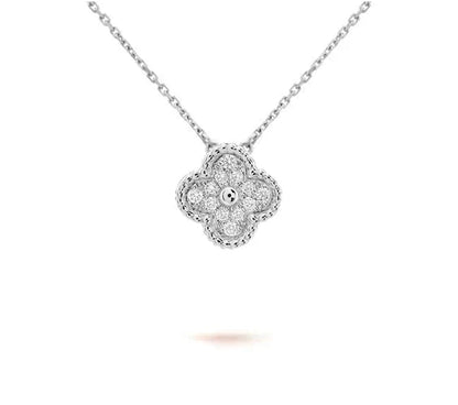 [Novalux]15MM CLOVER FLOWER PENDANT NECKLACE WHITE GOLD COLLECTION