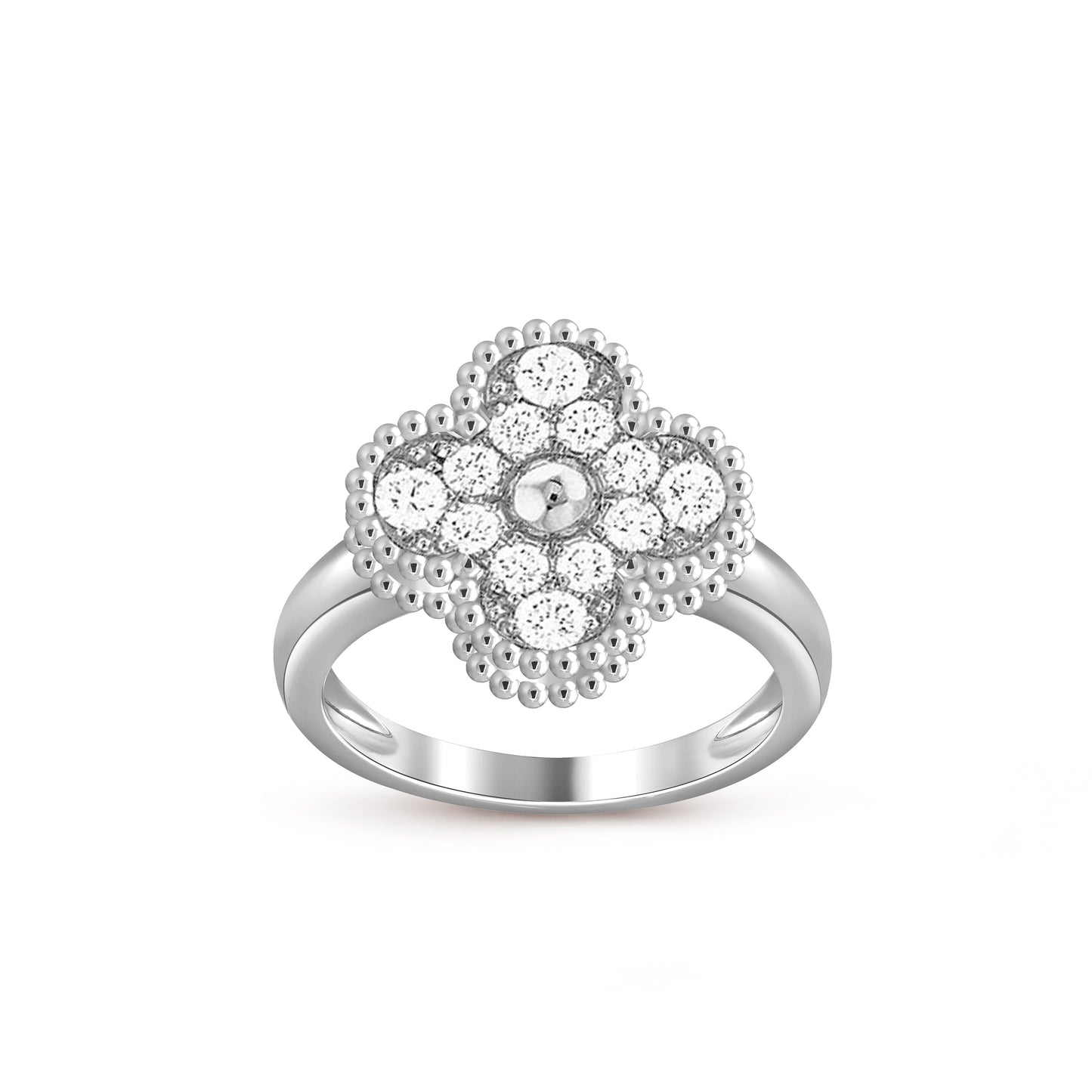 [Novalux]LUCKY CLOVER VINTAGE WHITE GOLD RING COLLECTION