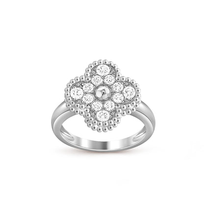 [Novalux]LUCKY CLOVER VINTAGE WHITE GOLD RING COLLECTION