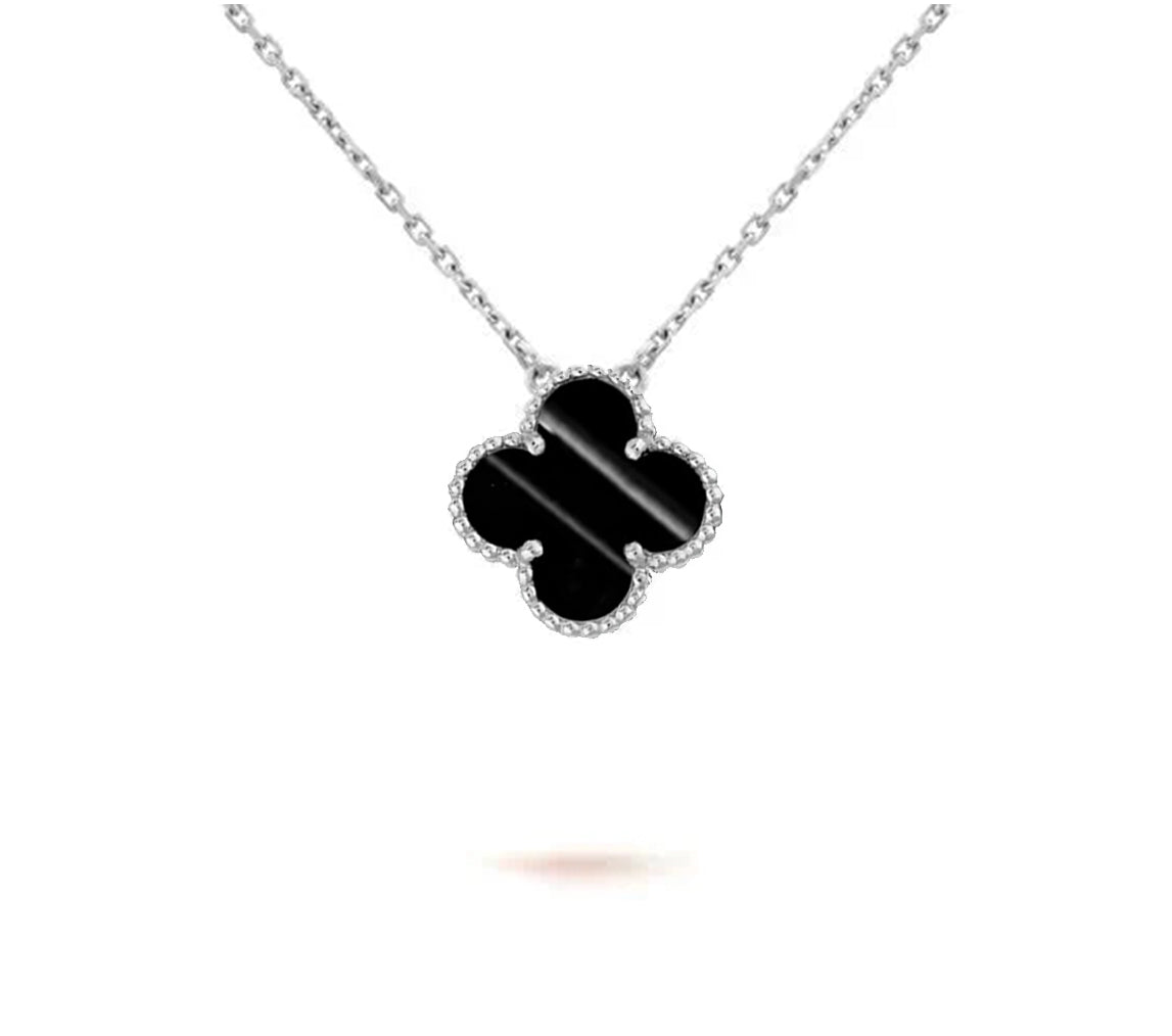 [Novalux]15MM CLOVER FLOWER PENDANT NECKLACE WHITE GOLD COLLECTION