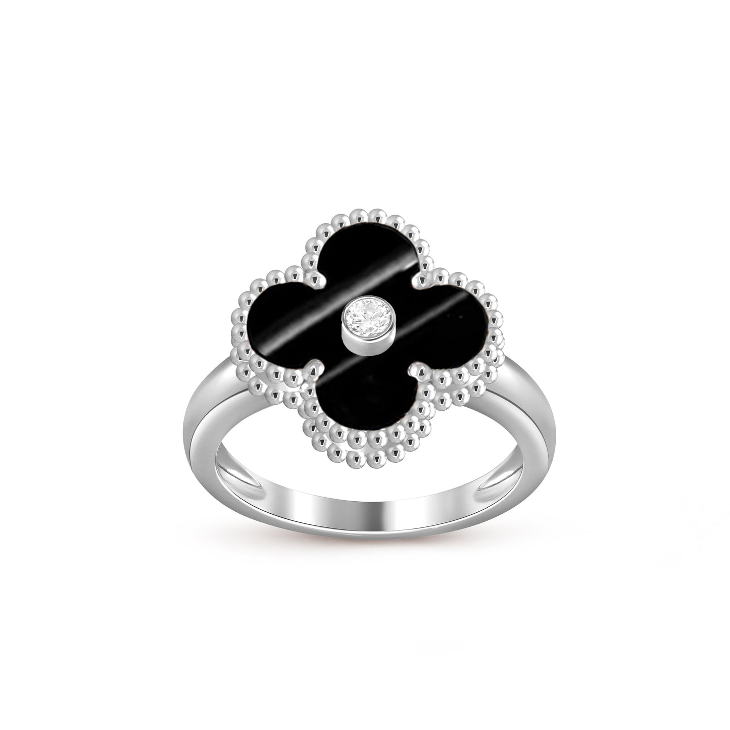 [Novalux]LUCKY CLOVER DIAMOND-ACCENT WHITE GOLD RING COLLECTION