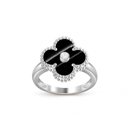 [Novalux]LUCKY CLOVER DIAMOND-ACCENT WHITE GOLD RING COLLECTION