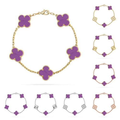 [Novalux]LUCKY CLOVER 5-MOTIF BRACELET - VIOLET COLLECTION