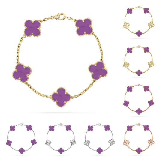 [Novalux]LUCKY CLOVER 5-MOTIF BRACELET - VIOLET COLLECTION