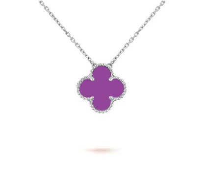 [Novalux]15MM CLOVER FLOWER PENDANT NECKLACE WHITE GOLD COLLECTION