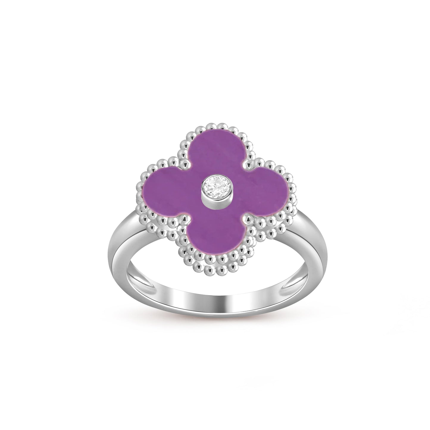 [Novalux]LUCKY CLOVER DIAMOND-ACCENT WHITE GOLD RING COLLECTION