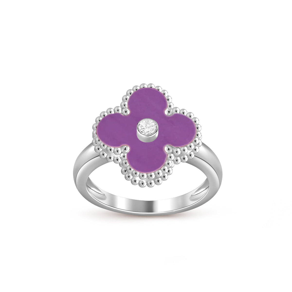 [Novalux]LUCKY CLOVER DIAMOND-ACCENT WHITE GOLD RING COLLECTION