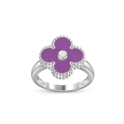 [Novalux]LUCKY CLOVER DIAMOND-ACCENT WHITE GOLD RING COLLECTION