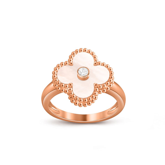 [Novalux]LUCKY CLOVER DIAMOND-ACCENT ROSE GOLD RING COLLECTION