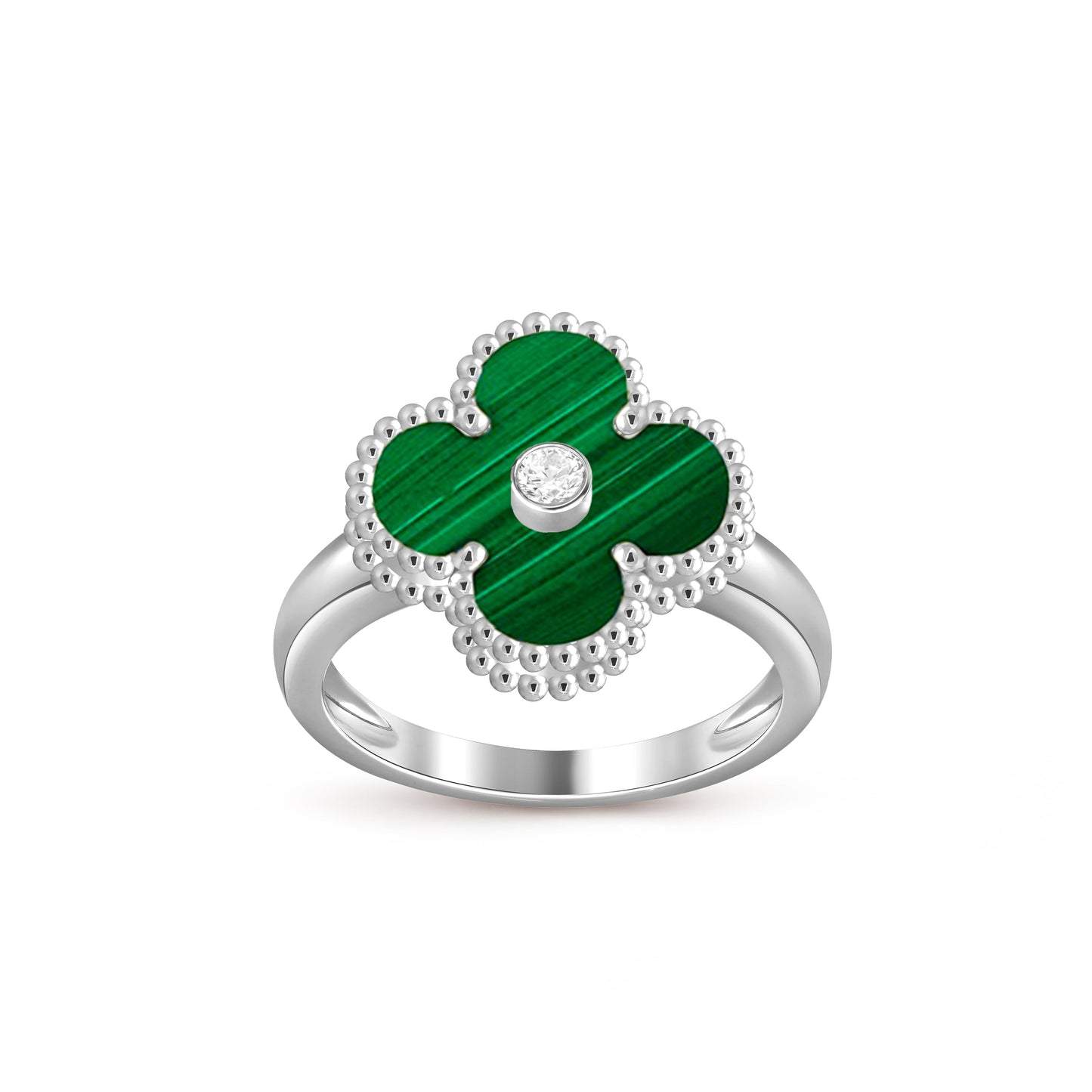 [Novalux]LUCKY CLOVER DIAMOND-ACCENT WHITE GOLD RING COLLECTION