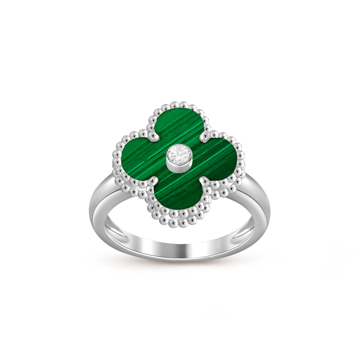 [Novalux]LUCKY CLOVER DIAMOND-ACCENT WHITE GOLD RING COLLECTION