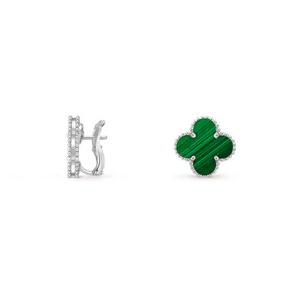 [Novalux]15MM CLOVER FLOWER STUD EARRINGS WHITE GOLD COLLECTION