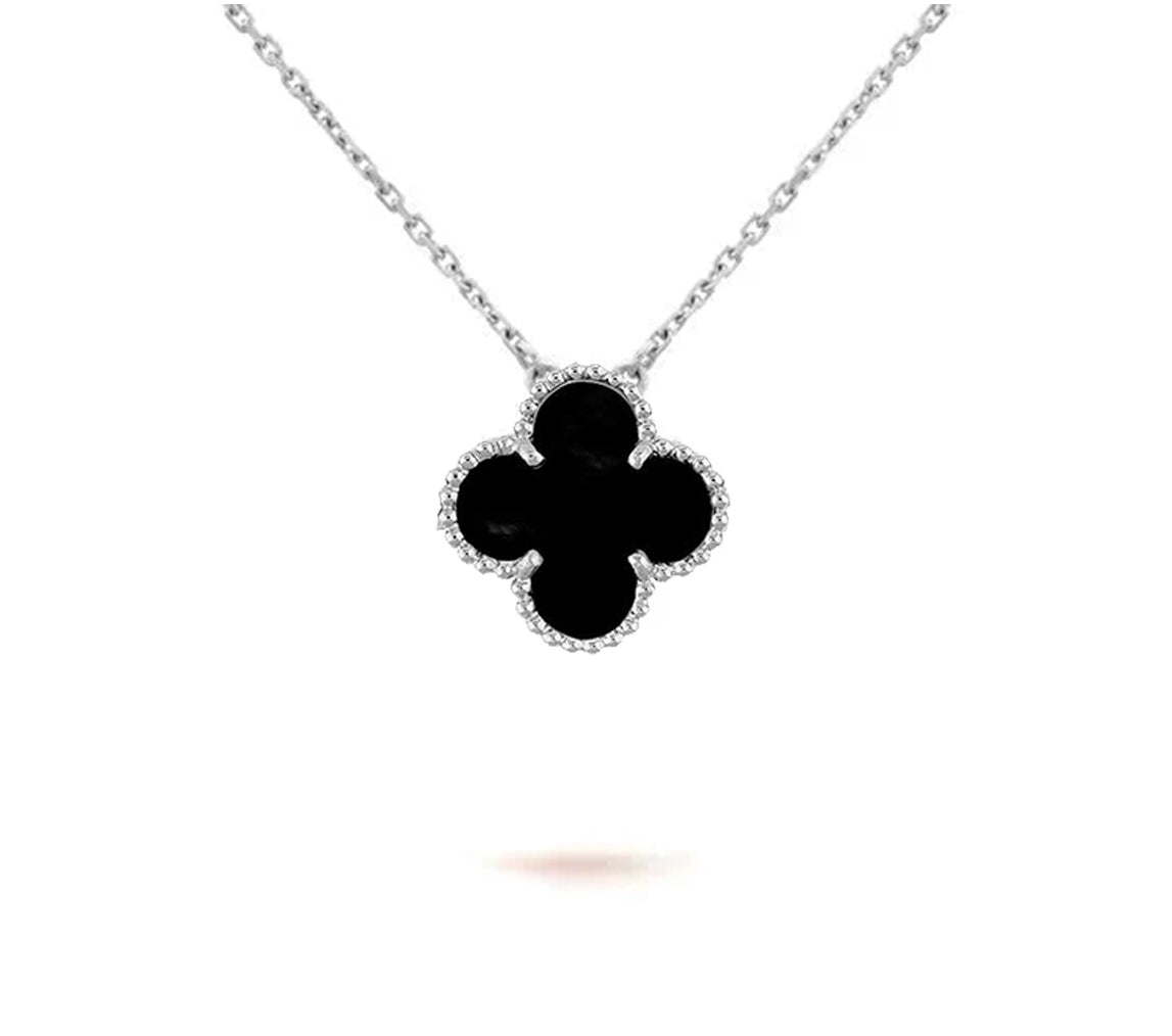 [Novalux]15MM CLOVER FLOWER PENDANT NECKLACE WHITE GOLD COLLECTION