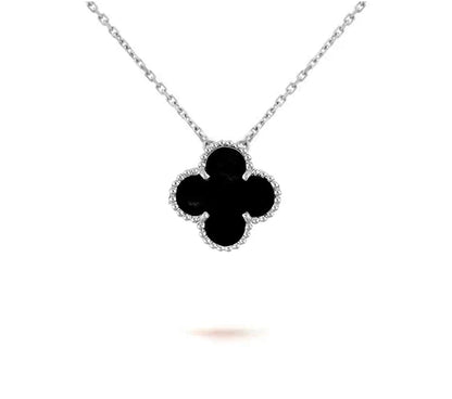 [Novalux]15MM CLOVER FLOWER PENDANT NECKLACE WHITE GOLD COLLECTION