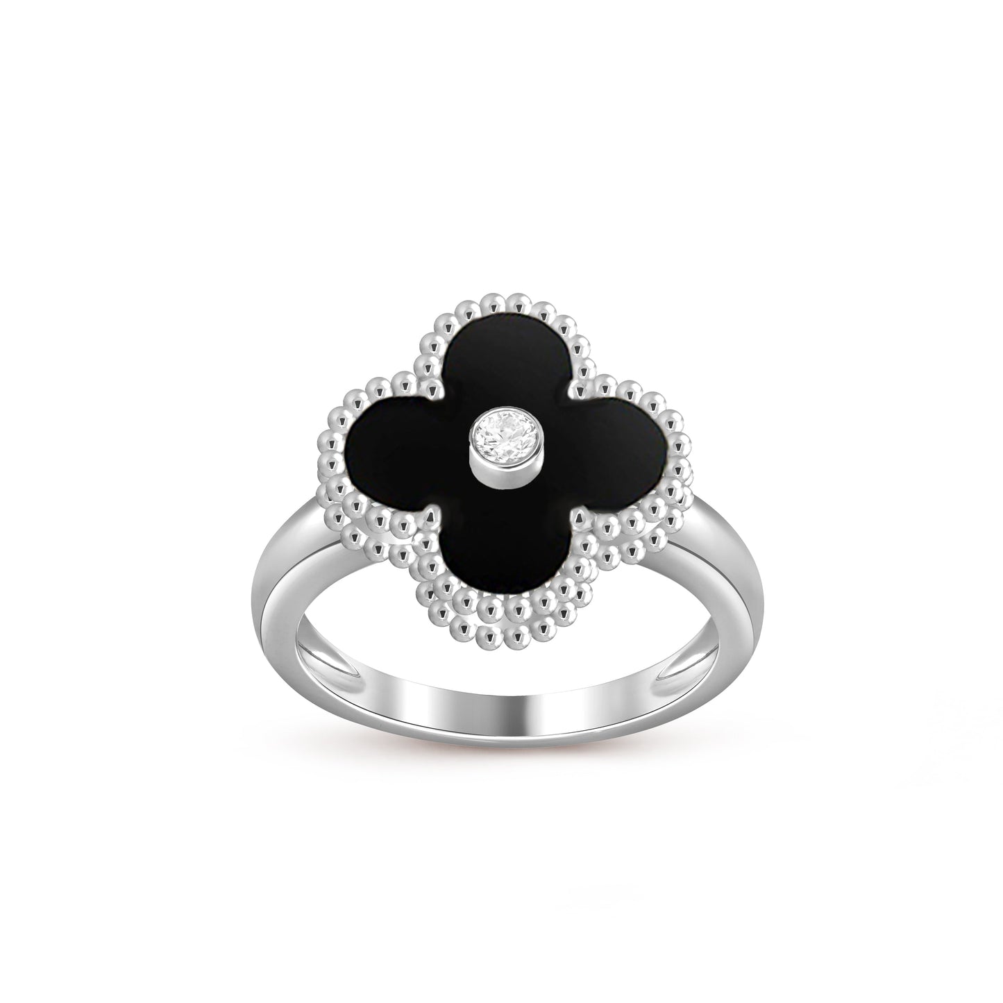 [Novalux]LUCKY CLOVER DIAMOND-ACCENT WHITE GOLD RING COLLECTION