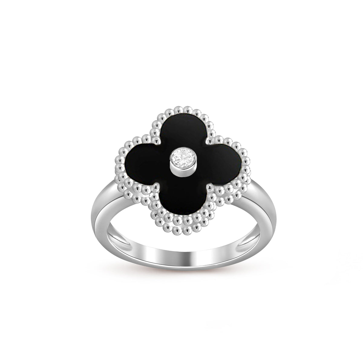 [Novalux]LUCKY CLOVER DIAMOND-ACCENT WHITE GOLD RING COLLECTION