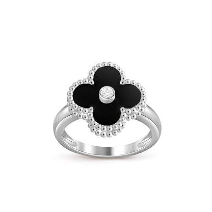 [Novalux]LUCKY CLOVER DIAMOND-ACCENT WHITE GOLD RING COLLECTION