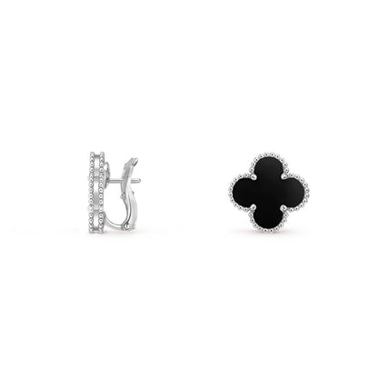 [Novalux]15MM CLOVER FLOWER STUD EARRINGS WHITE GOLD COLLECTION
