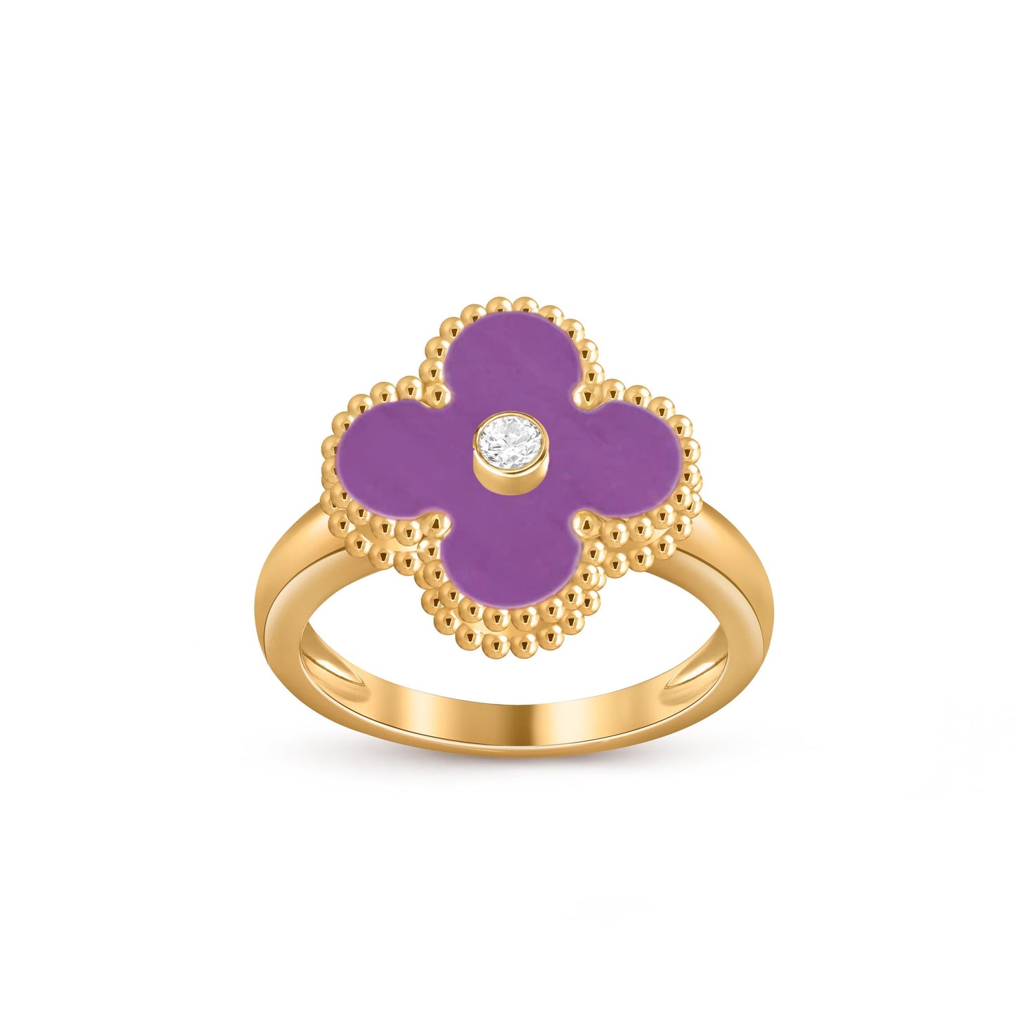 [Novalux]LUCKY CLOVER DIAMOND-ACCENT GOLD RING COLLECTION