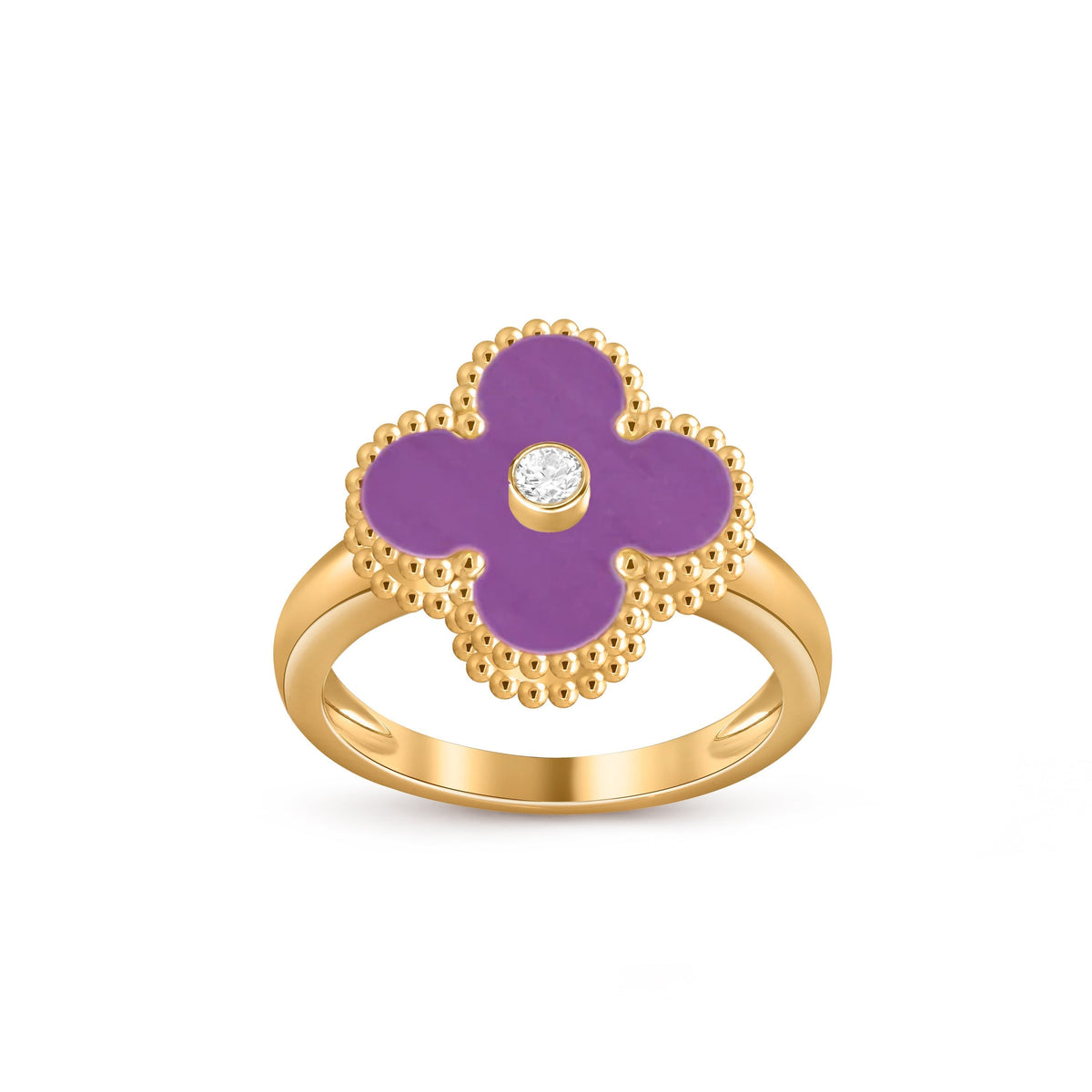 [Novalux]LUCKY CLOVER DIAMOND-ACCENT GOLD RING COLLECTION